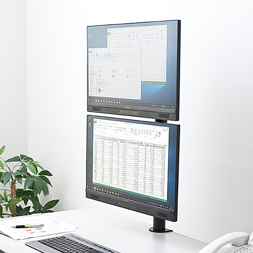 デュアルモニターアーム｜30インチ・スリムクランプ・上下/左右/回転