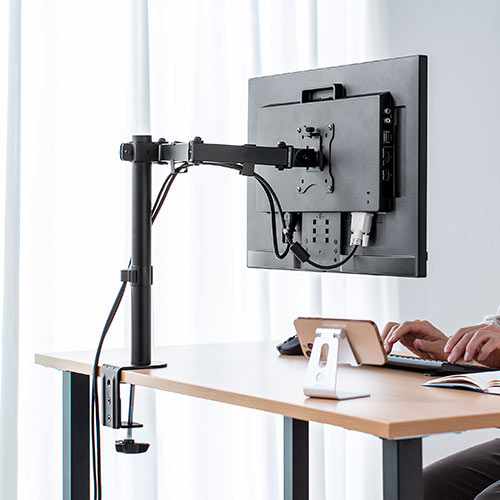 水平3関節モニターアーム ディスプレイアーム クランプ固定 32インチ対応 PCモニター設置
