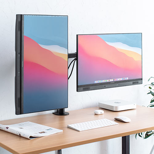 モニターアーム（デュアル・2画面・クランプ・32インチ・水平・3関節・PCモニター）EZ1-LA063 サンワサプライ