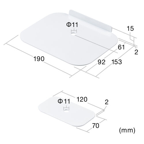 モニターアーム 補強プレート（クランプ式・グロメット式・両対応・スチール製・デスク保護・傷防止・ホワイト）