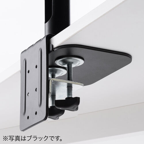 モニターアーム 補強プレート（クランプ式・グロメット式・両対応・スチール製・デスク保護・傷防止・ホワイト）