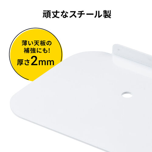 モニターアーム 補強プレート（クランプ式・グロメット式・両対応・スチール製・デスク保護・傷防止・ホワイト）