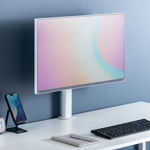 モニターアーム（クランプ・ディスプレイアーム・1画面・最大32インチ・高さ調整対応・耐荷重10kg・ホワイト）