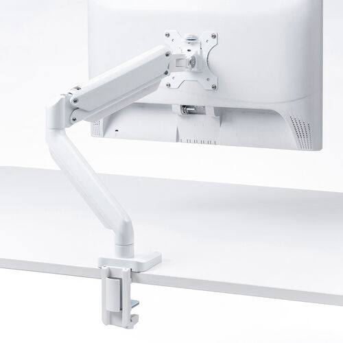モニターアーム（シングル・ガス・32インチ・上下・左右・耐荷重12kgまで対応・ホワイト）