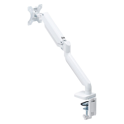 モニターアーム（シングル・ガス・32インチ・上下・左右・耐荷重12kgまで対応・ホワイト）
