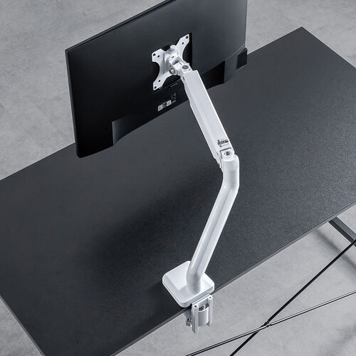 モニターアーム（シングル・ガス・32インチ・上下・左右・耐荷重12kgまで対応・ホワイト）