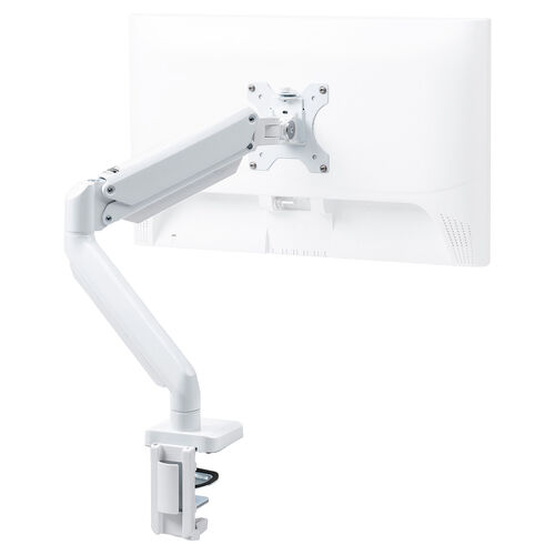 モニターアーム（シングル・ガス・32インチ・上下・左右・耐荷重12kgまで対応・ホワイト）