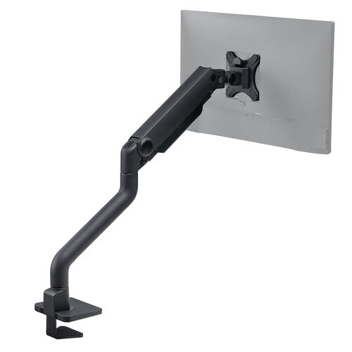 モニターアーム（シングルアーム・薄型クランプ・32インチ対応・ガススプリング式・耐荷重1～15kg・ブラック）