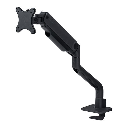 モニターアーム（シングルアーム・薄型クランプ・32インチ対応・ガススプリング式・耐荷重1～15kg・ブラック）