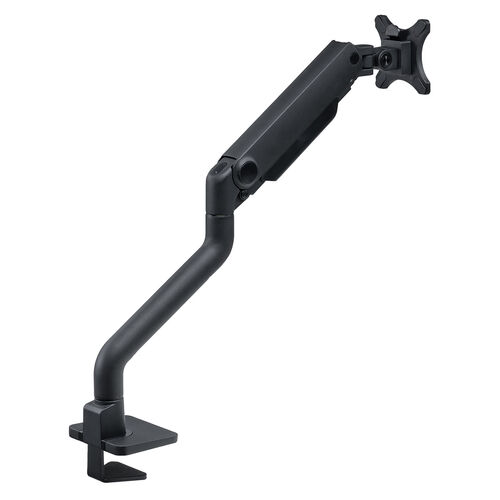 モニターアーム（シングルアーム・薄型クランプ・32インチ対応・ガススプリング式・耐荷重1～15kg・ブラック）