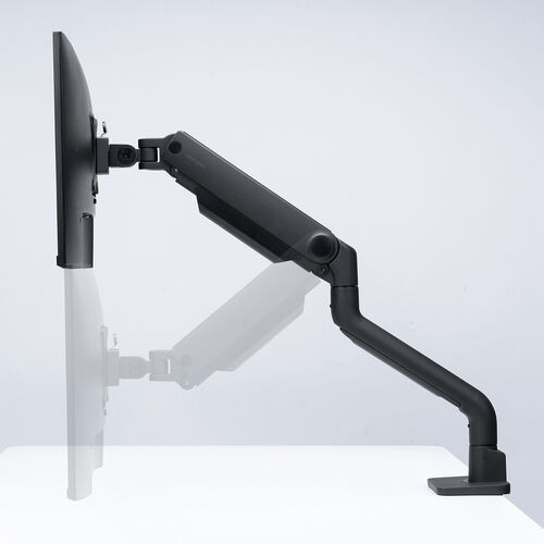 モニターアーム（シングルアーム・薄型クランプ・32インチ対応・ガススプリング式・耐荷重1～15kg・ブラック）