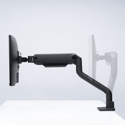 モニターアーム（シングルアーム・薄型クランプ・32インチ対応・ガススプリング式・耐荷重1～15kg・ブラック）
