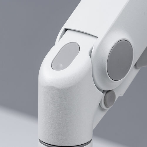 モニターアーム（シングルアーム・薄型クランプ・32インチ対応・ガススプリング式・耐荷重1～15kg・ホワイト）