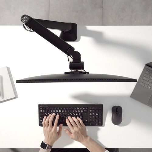 モニターアーム（ディスプレイアーム・シングル・クランプ取り付け・40インチ対応・2～12kg対応・ブラック）