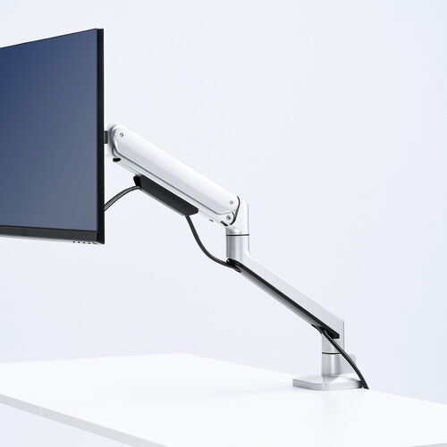 モニターアーム（ディスプレイアーム・シングル・クランプ取り付け・40インチ対応・2～12kg対応・シルバー）