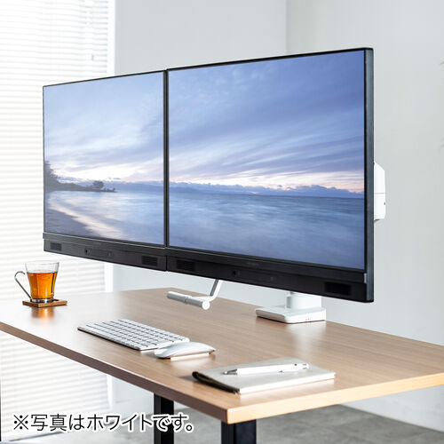 モニターアーム（デュアル・32インチ対応・クランプ・ハンドル付・ガス圧・耐荷重9kg・ブラック） EZ1-LACD005BK サンワサプライ