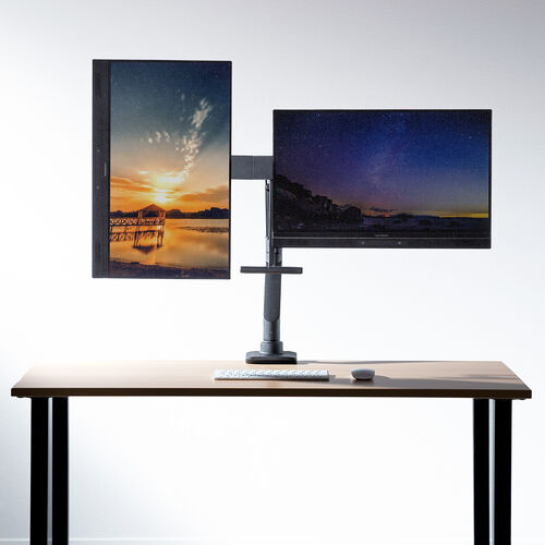 モニターアーム（デュアル・32インチ対応・クランプ・ハンドル付・ガス圧・耐荷重9kg・ブラック） EZ1-LACD005BK サンワサプライ