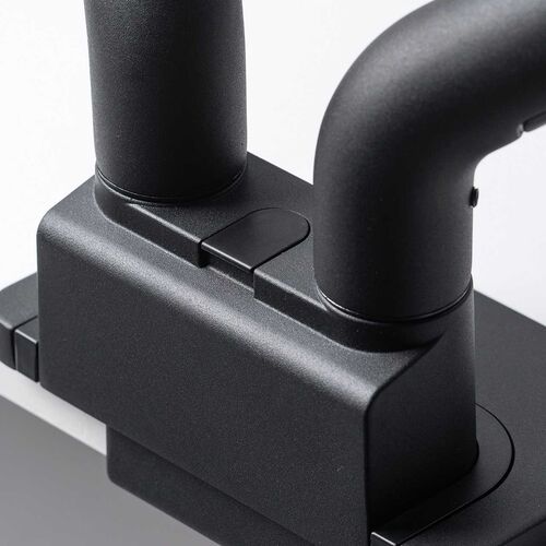 モニターアーム（デュアル・2画面・薄型クランプ・32インチ対応・ガススプリング式・耐荷重1～15kg・ブラック）