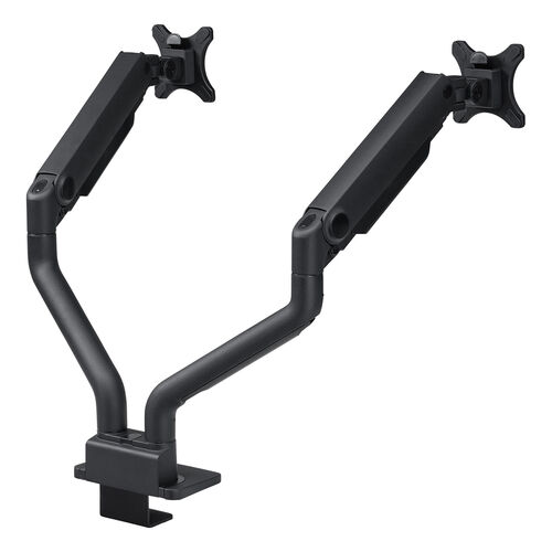 モニターアーム（デュアル・2画面・薄型クランプ・32インチ対応・ガススプリング式・耐荷重1～15kg・ブラック）