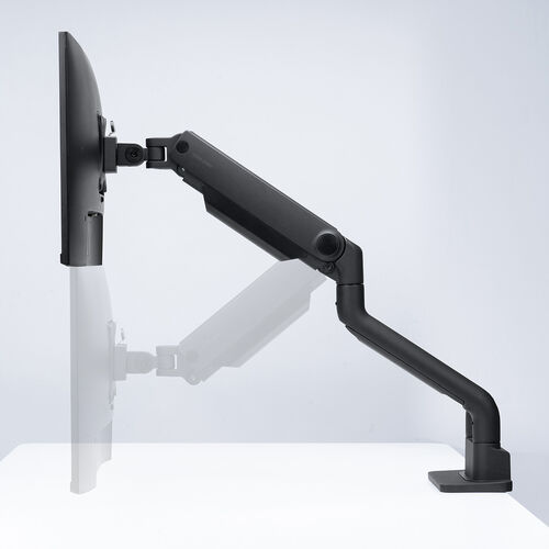 モニターアーム（デュアル・2画面・薄型クランプ・32インチ対応・ガススプリング式・耐荷重1～15kg・ブラック）