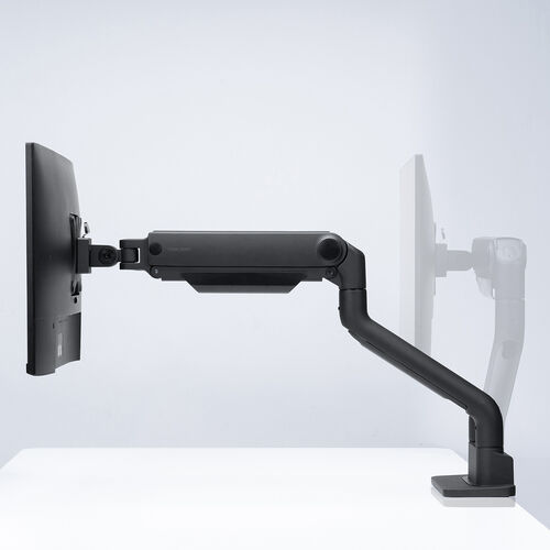 モニターアーム（デュアル・2画面・薄型クランプ・32インチ対応・ガススプリング式・耐荷重1～15kg・ブラック）