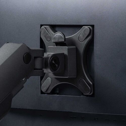 モニターアーム（デュアル・2画面・薄型クランプ・32インチ対応・ガススプリング式・耐荷重1～15kg・ブラック）