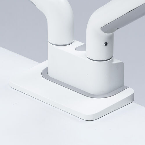 モニターアーム（デュアル・2画面・薄型クランプ・32インチ対応・ガススプリング式・耐荷重1～15kg・ホワイト）