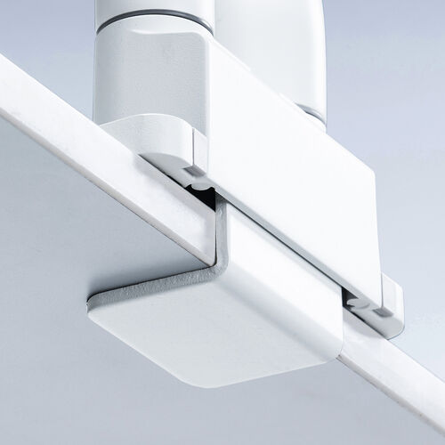 モニターアーム（デュアル・2画面・薄型クランプ・32インチ対応・ガススプリング式・耐荷重1～15kg・ホワイト）