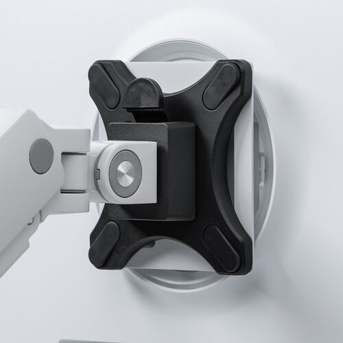 モニターアーム（デュアル・2画面・薄型クランプ・32インチ対応・ガススプリング式・耐荷重1～15kg・ホワイト）