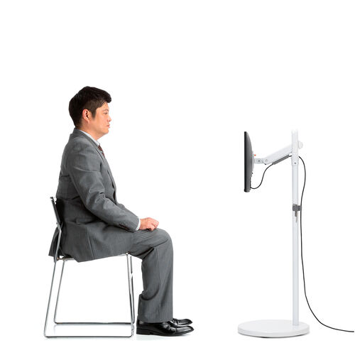 モニタースタンド（床置き・32インチ・キャスター付・ガス圧モニター・高さ調整・耐荷重10kg）