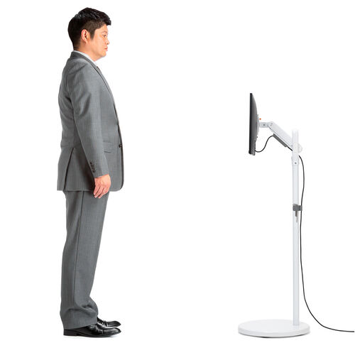 モニタースタンド（床置き・32インチ・キャスター付・ガス圧モニター・高さ調整・耐荷重10kg）