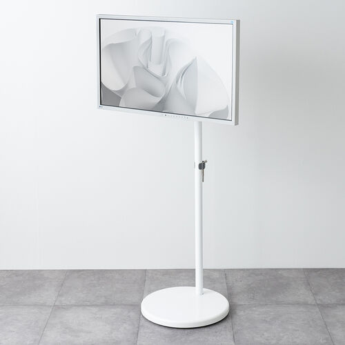 モニタースタンド（床置き・32インチ・キャスター付・ガス圧モニター・高さ調整・耐荷重10kg）