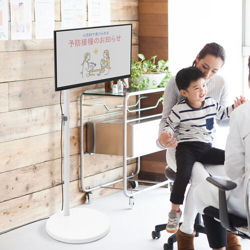 モニタースタンド（床置き・32インチ・キャスター付・ガス圧モニター・高さ調整・耐荷重10kg）