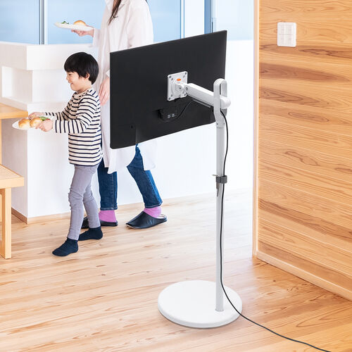 モニタースタンド（床置き・32インチ・キャスター付・ガス圧モニター・高さ調整・耐荷重10kg）