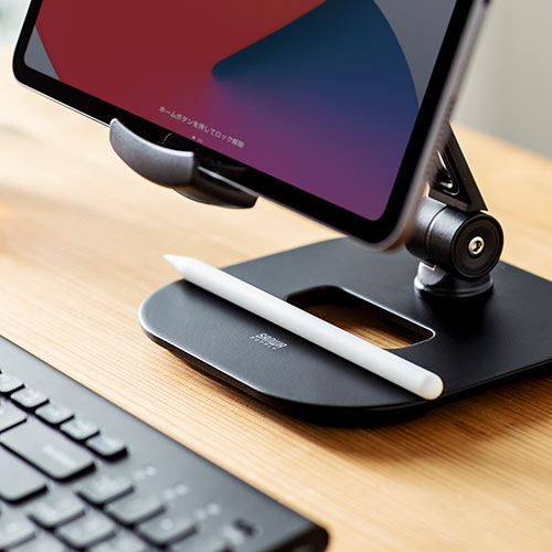 タブレットアームスタンド（6～13インチ対応・角度調整・回転可能・レジスタンド・ブラック）