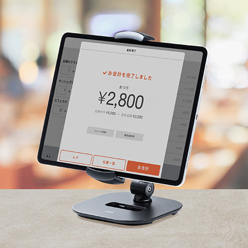 タブレットアームスタンド（6～13インチ対応・角度調整・回転可能・レジスタンド・ブラック）