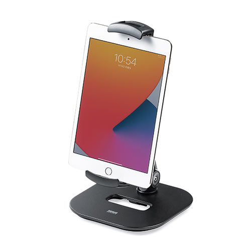 タブレットアームスタンド（6～13インチ対応・角度調整・回転可能・レジスタンド・ブラック）