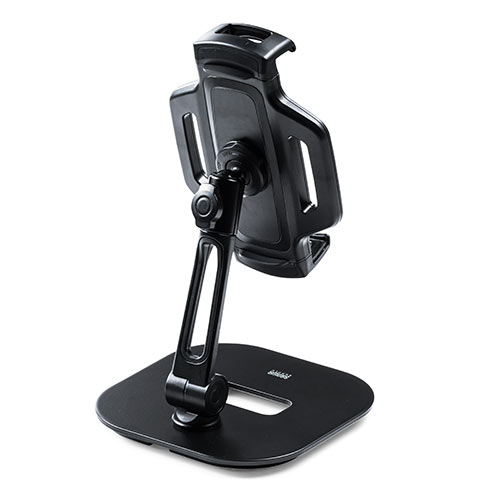 タブレットアームスタンド（6～13インチ対応・角度調整・回転可能・レジスタンド・ブラック）