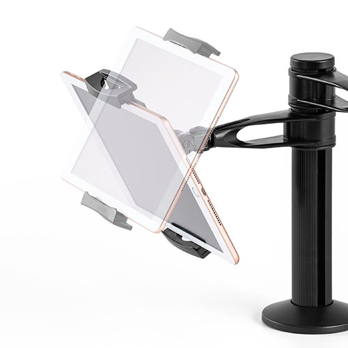タブレットスタンド（アーム式・クランプ設置・2台同時設置・4.5インチ～10.5インチ対応・POSレジ・受付用）