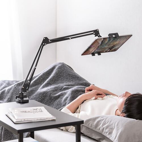 タブレットアームスタンド（寝ながら・アーム・スマホアーム・クランプ固定式・3関節・ベッドサイド取付可能・寝ながら・360度回転）