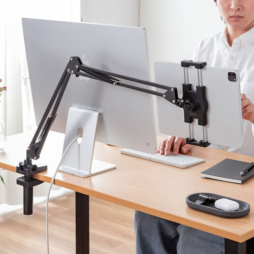 タブレットアームスタンド（寝ながら・アーム・スマホアーム・クランプ固定式・3関節・ベッドサイド取付可能・寝ながら・360度回転）