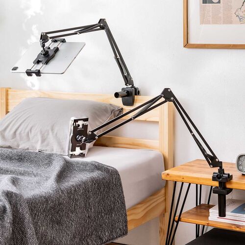 タブレットアームスタンド（寝ながら・アーム・スマホアーム・クランプ固定式・3関節・ベッドサイド取付可能・寝ながら・360度回転）