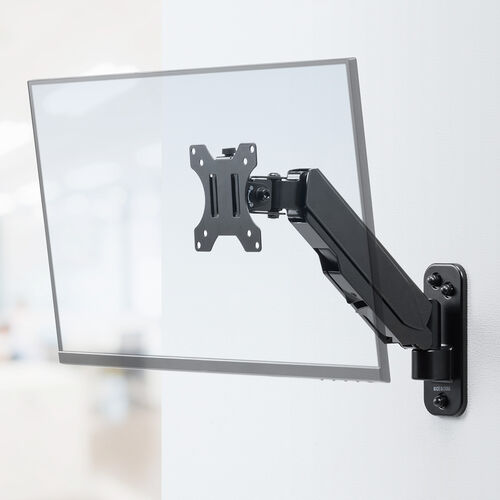モニターアーム（壁設置・ガス圧式・32インチ対応・上下・左右調整・2関節・ブラック）LAW008