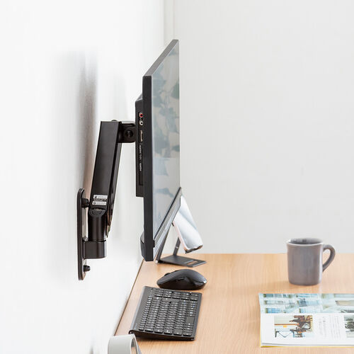 モニターアーム（壁設置・ガス圧式・32インチ対応・上下・左右調整・2関節・ブラック）LAW008