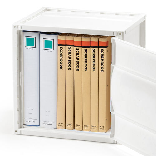 プラスチックロッカー（樹脂製セキュリティボックス・不透明タイプ・鍵付き・ホワイト・棚板付属・配線可能・軽量・縦横連結・スタッキング・工具不要・簡単組立）