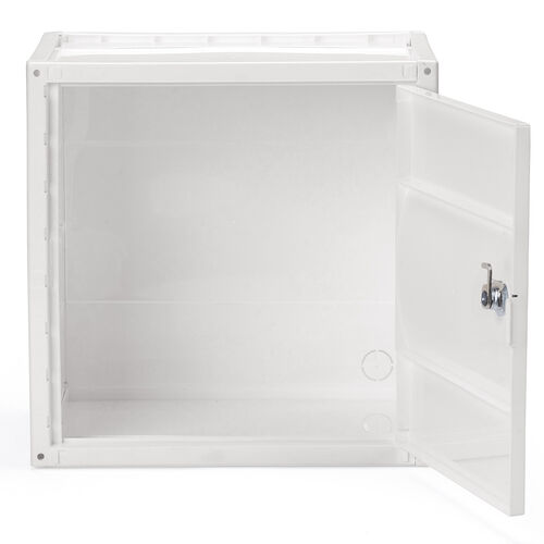 プラスチックロッカー（樹脂製セキュリティボックス・不透明タイプ・鍵付き・ホワイト・棚板付属・配線可能・軽量・縦横連結・スタッキング・工具不要・簡単組立）