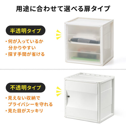 プラスチックロッカー（樹脂製セキュリティボックス・不透明タイプ・鍵付き・ホワイト・棚板付属・配線可能・軽量・縦横連結・スタッキング・工具不要・簡単組立）