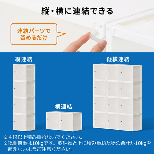 プラスチックロッカー（樹脂製セキュリティボックス・不透明タイプ・鍵付き・ホワイト・棚板付属・配線可能・軽量・縦横連結・スタッキング・工具不要・簡単組立）