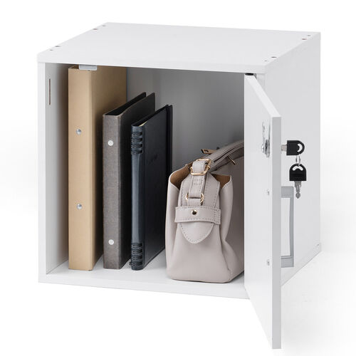 キューブボックス 小型 ロッカー セキュリティボックス 鍵付き 木製 スタッキング可能 簡単組立 A4 書類 貴重品 収納