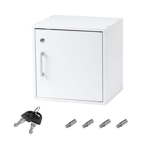 キューブボックス 小型 ロッカー セキュリティボックス 鍵付き 木製 スタッキング可能 簡単組立 A4 書類 貴重品 収納